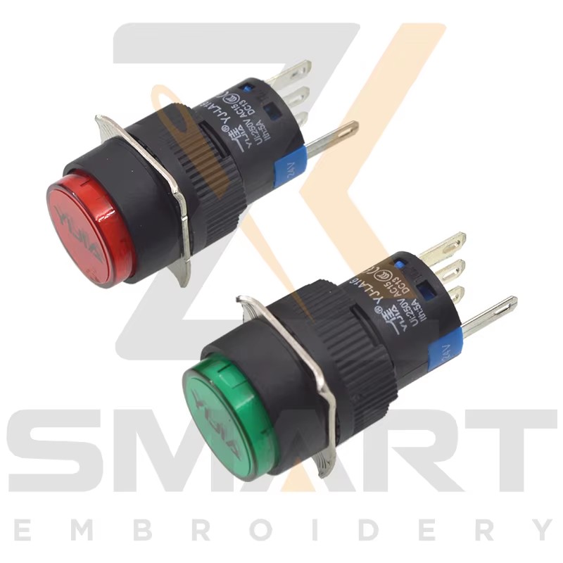 ปุ่มสวิทช์ด้วยหลอดไฟ Self-return ชิ้นส่วนเครื่องห่อหุ้มจีน EDH06-YJ-LA16G EDH06-YJ-LA16R